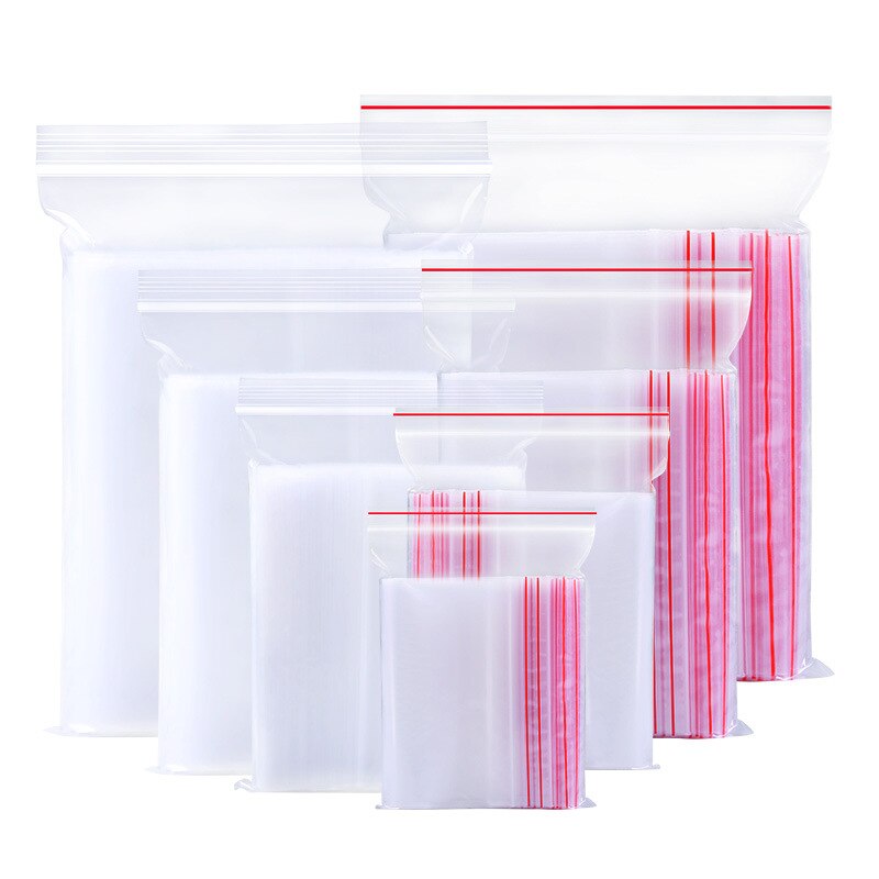 100Pcs/Set Plastic Zip Bags Small Ziplock Bag Clear Jewelry Food Packaging Lock Bags sachet plastique