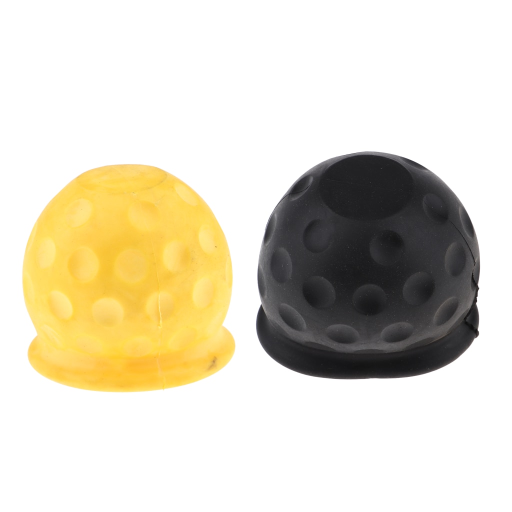 2x Car Durable Rubber Tow Ball Cap - Tow Cover - Yellow+Black