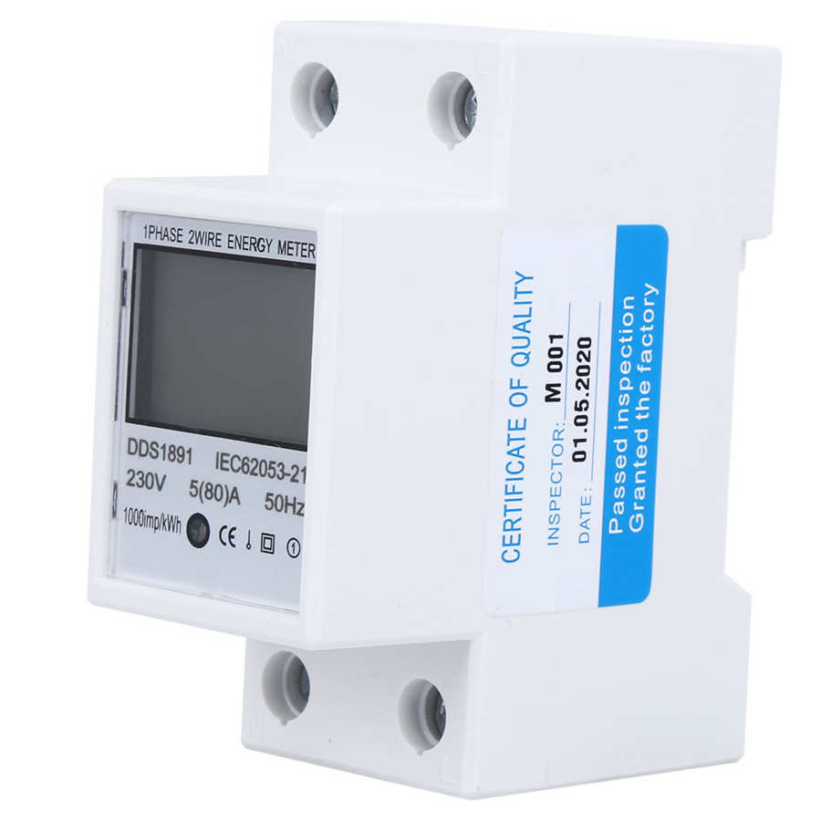 Rail Energy Meter Hoge Nauwkeurigheid Groot Scherm Multifunctionele Non-Backlight Eenfase Power Meter DDS1891 2P