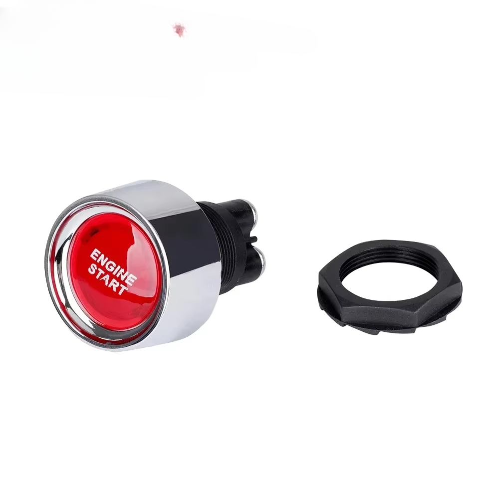 Interruptor de arranque de motor de coche, 12V, 50A, 3 pines, SPST, botón pulsador momentáneo sin llave, interruptores de arranque ON OFF para coches, RV marino, 1 ud.: Rojo