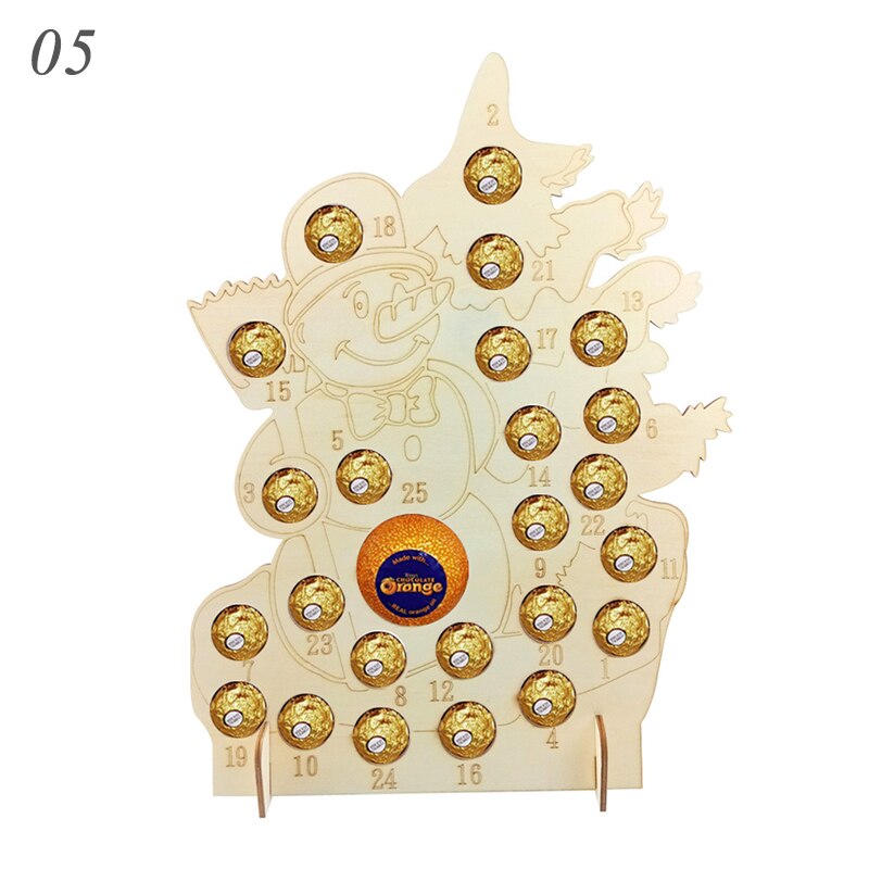 Decorazioni natalizie decorazioni artigianato in legno festa di natale portapacchi per cioccolato conto alla rovescia calendario pendolo: 5