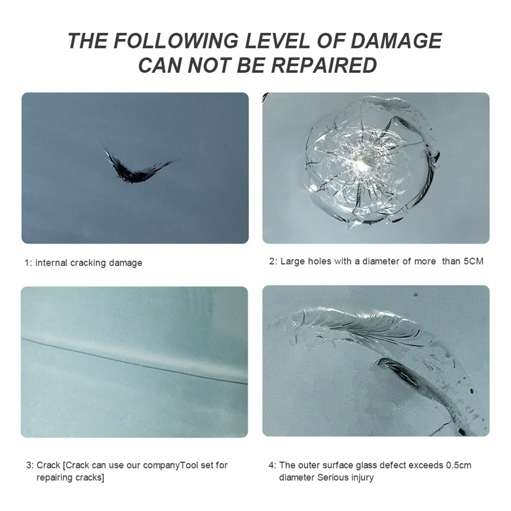 Window Repair Windscreen Crack Repair Kit DIY Car Windshield Repair Tool Glass Repair Fluid Resin Cure Strips Razor Blade Kit