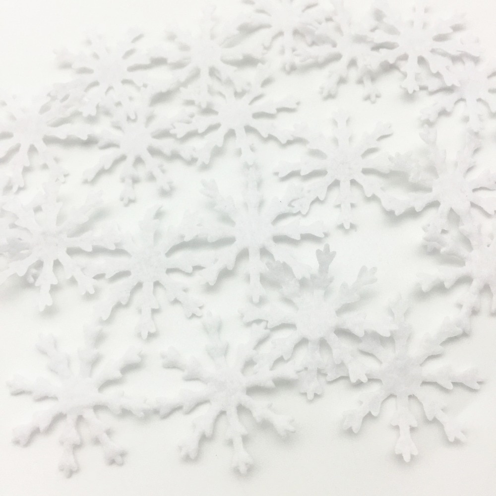 100 Stuks 27Mm Vilt Wit Winter Sneeuwvlok Appliques Versieringen Ambachten Home Xmas Tree Patch Voor Kaartmaken