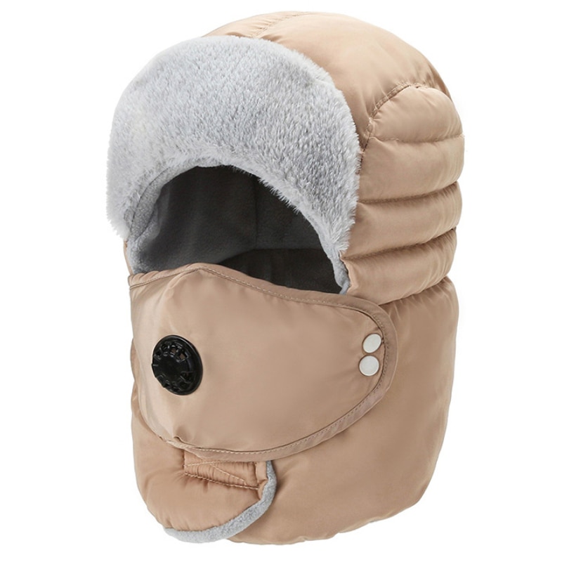 Bomber Hat Men Women Winter Hat with Mask Thick Warm Russian Hat Windproof Earflap Trapper Cap Unisex Snow Ski Fur Hat
