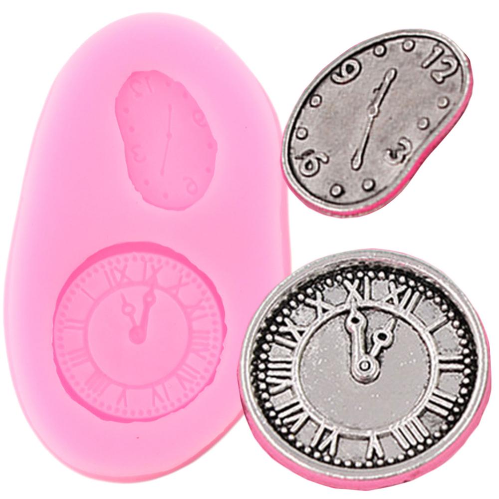 Moldes de silicone para borda de bolo, molde de relógio para borda de bolo, forma de fondant, ferramentas de decoração de bolos, argila doce, moldes de chocolate