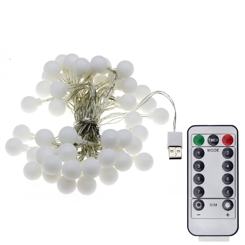 8 lägen led boll stränglampa 5v dc usb power utomhus jul trädgårdsfest dekor ljus string lampa vattentät batteridriven
