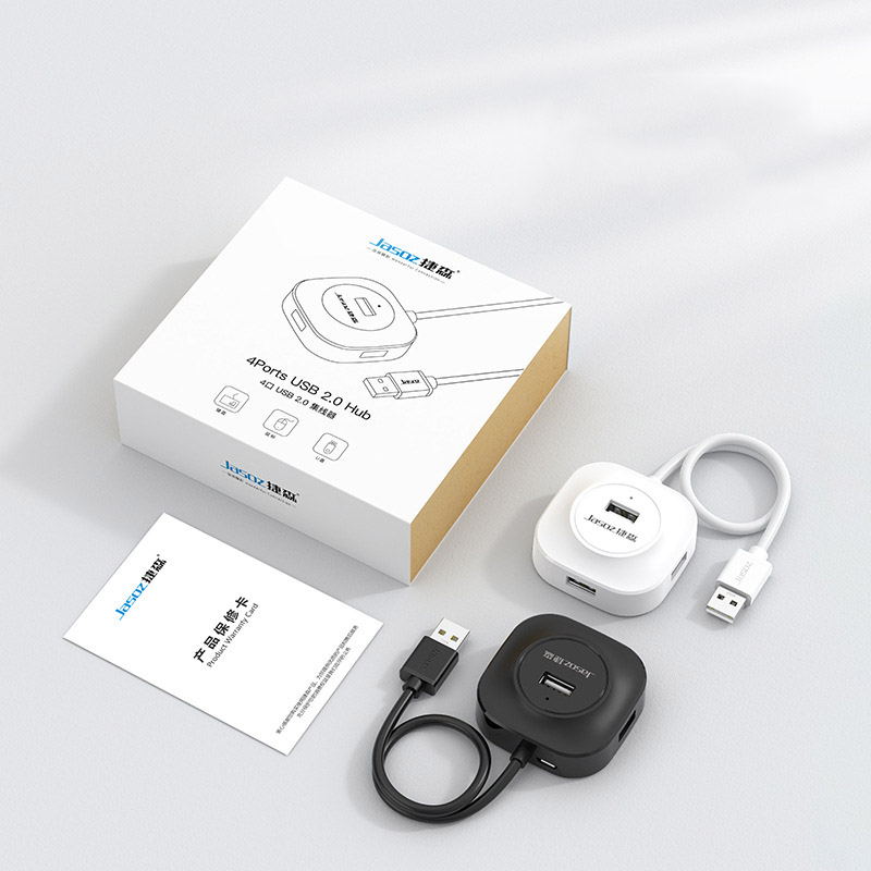 Jasoz USB 2.0 HUB 4-Port Expander Adapter With Micro USB Charge Power Port Multi USB Splitter For Hard Disk PC Mouse Keyboard