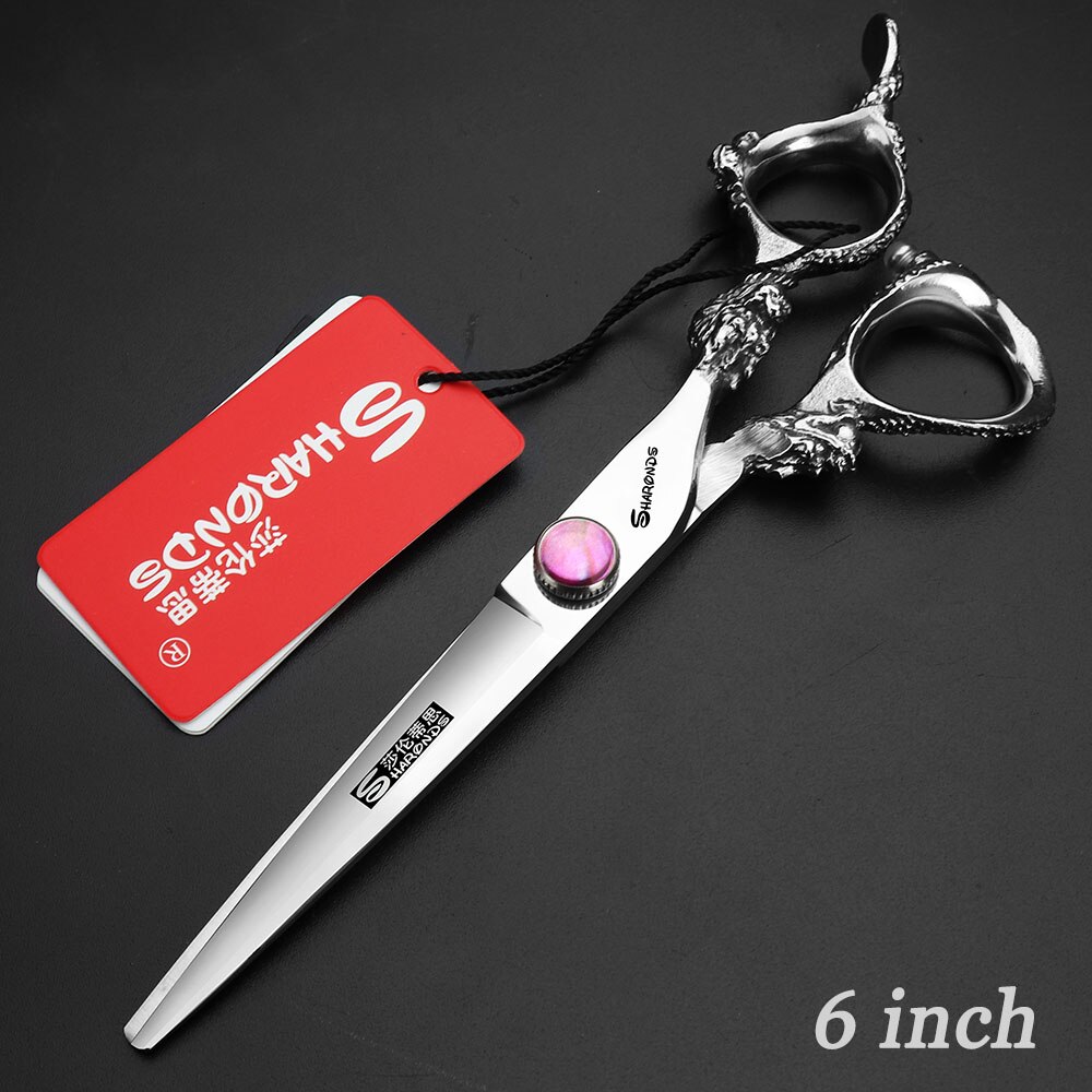 Ciseaux de coiffure professionnels Sharonds 5.5/6/7/8 pouces ciseaux de coiffeur japon 440c dragon poignée ciseaux de coupe: 6inch