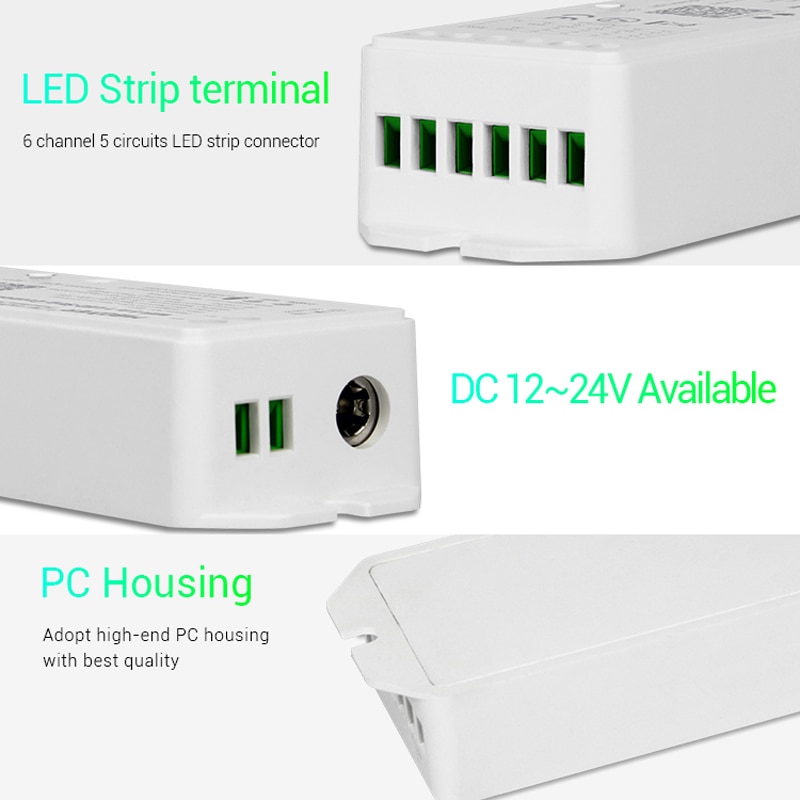 Dc12-24v wifi 5 in 1 smart led strip light controller alexa spi voic 2.4 ghz rgb rgbw cct controller ios android app 15a 360w