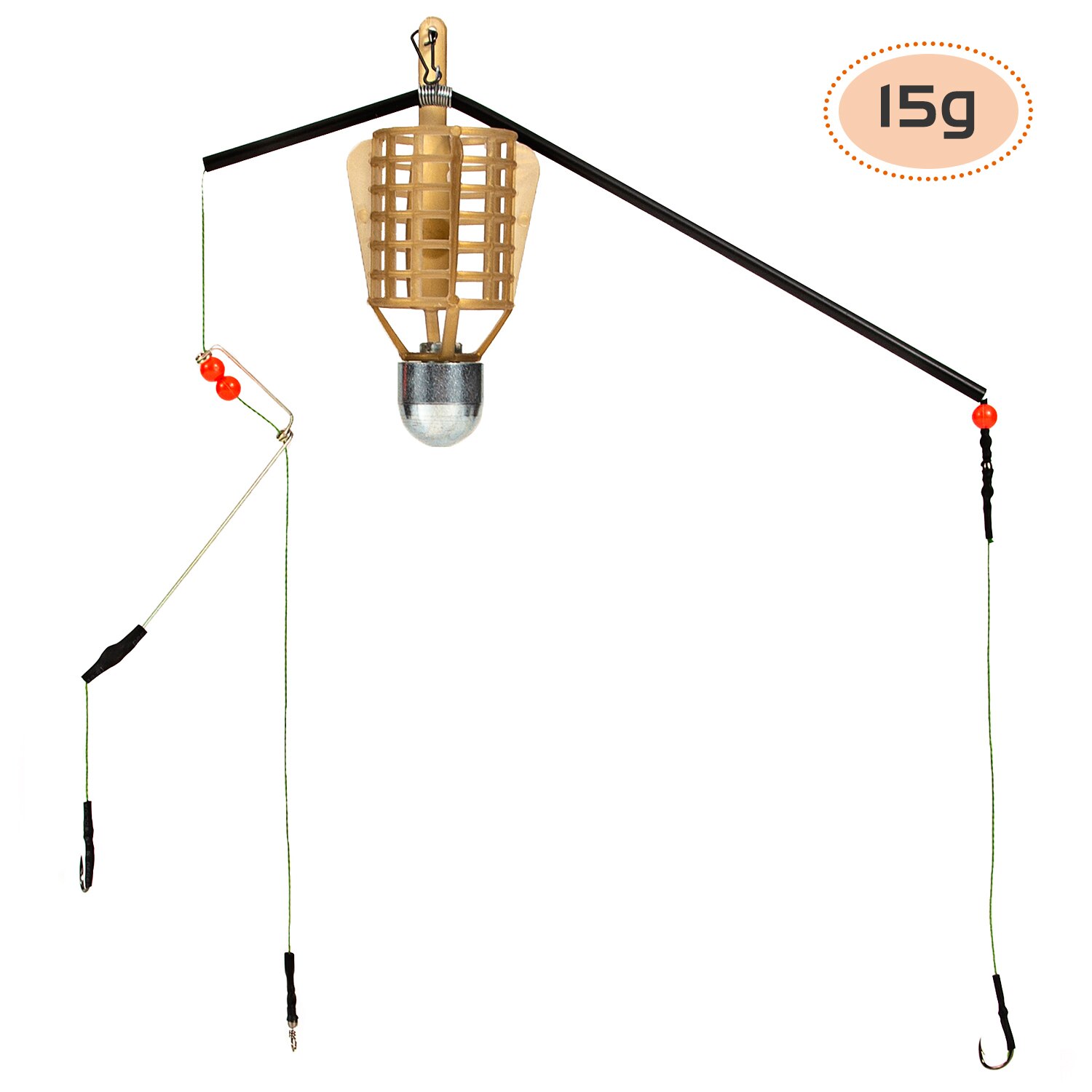 Jaula para cebo de Pesca de 15/20/25/30g con gancho, alimentador de Pesca, soporte para señuelo, jaula para cebo terminado, accesorios para Pesca de carpa: 1 Pcs 15g