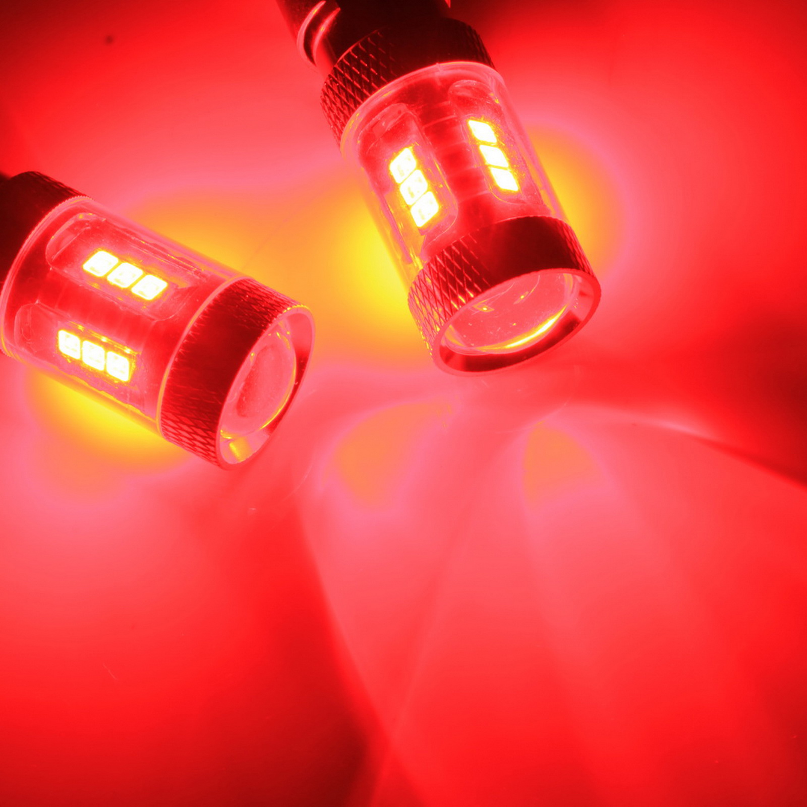 ANGRONG 2x 566 P21/4W 1122 BAZ15d 15W LED ampoules de feu stop arrière d'arrêt latéral rouge