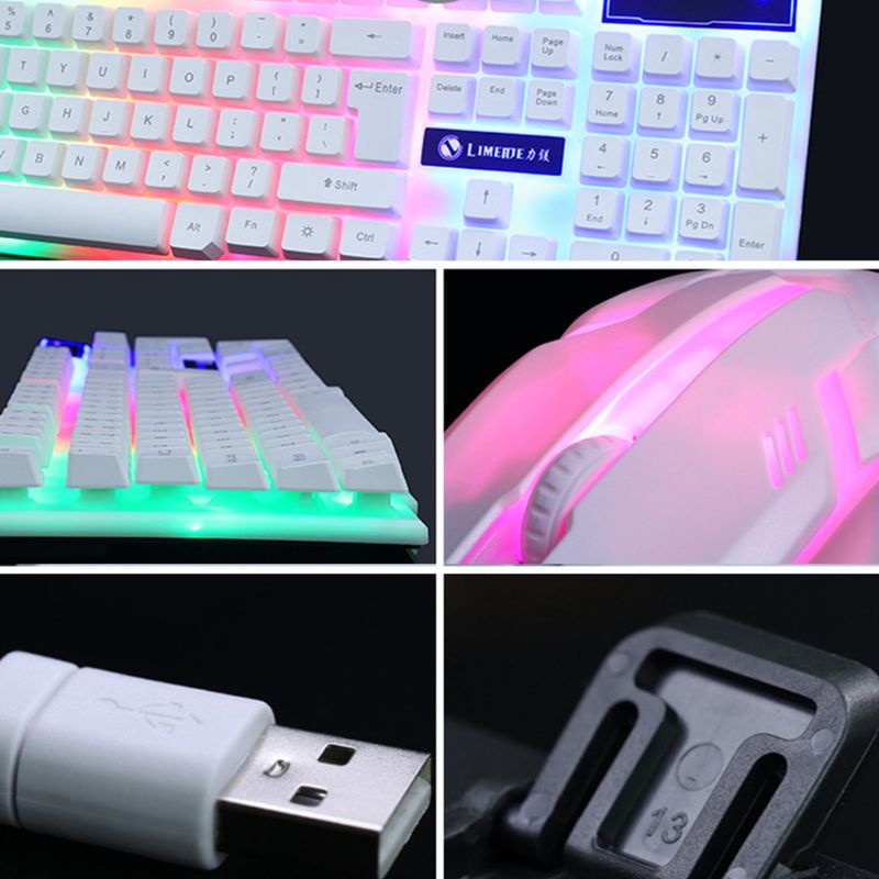 Gaming Keyboard and Wired Mouse Combo Set LED Light Backlight for Computer gaming pc keyboard and mouse led