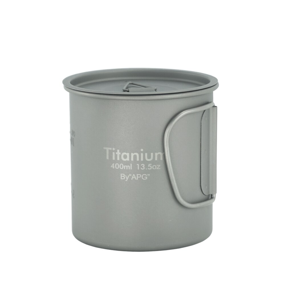 APG Ultraleicht Titan Picknick Camping Tasse Wasser Becher Faltbare Griff Topf Kaffee Tee Tasse mit Deckel