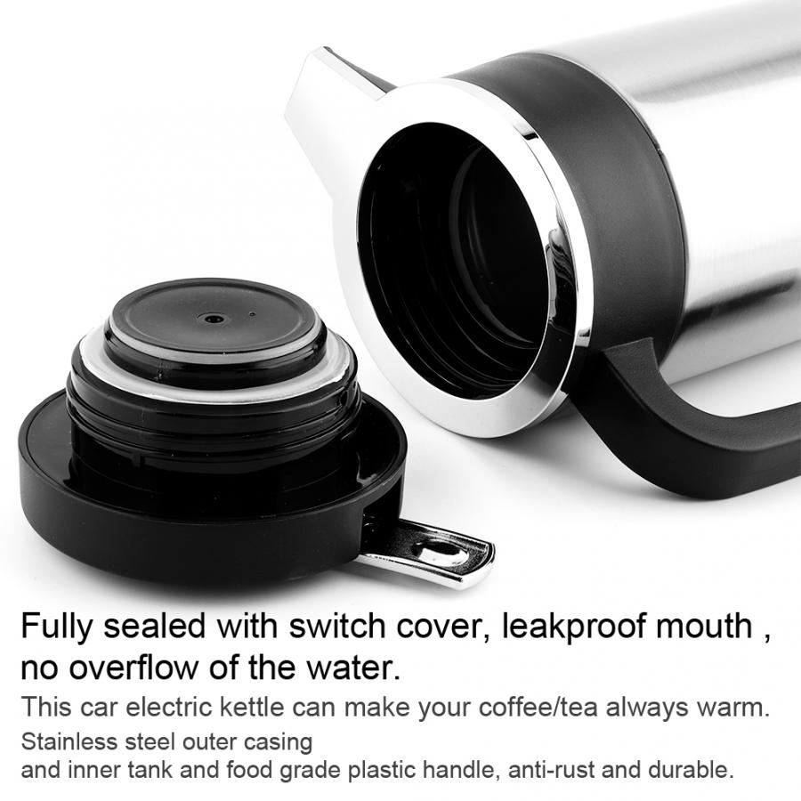 1000ml elkedel rustfrit stål bil el -kedel kaffe te vand varmekop 12v 120w vand varmekop