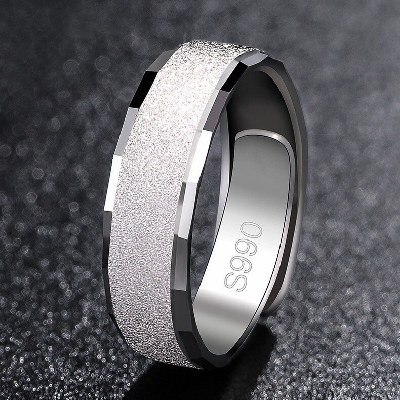 Open Frosted Pure White Copper Silver Plated Ring Male Domineering Personality Index Finger Single Men's S925