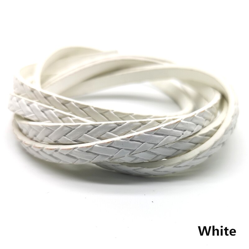 Cuerda de cuero PU para pulsera, 1 unidad, 1,2 metros, 5mm, de joyería, bricolaje, #03: White