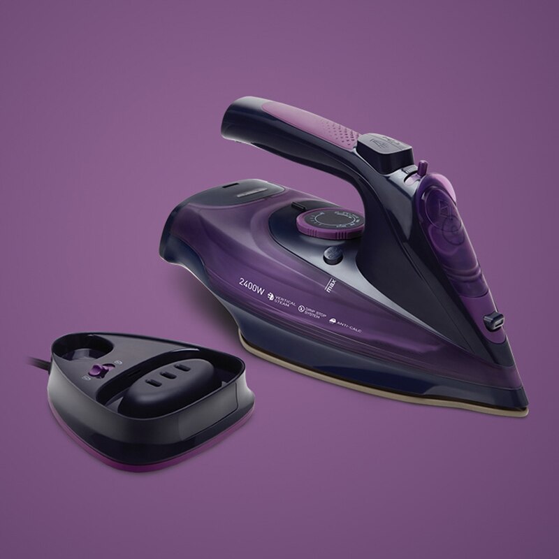 'The Best' Rechargeable Cordless Iron 2400 Watt Anti-Drip Non-Stick Soleplate Iron 889: Purple 