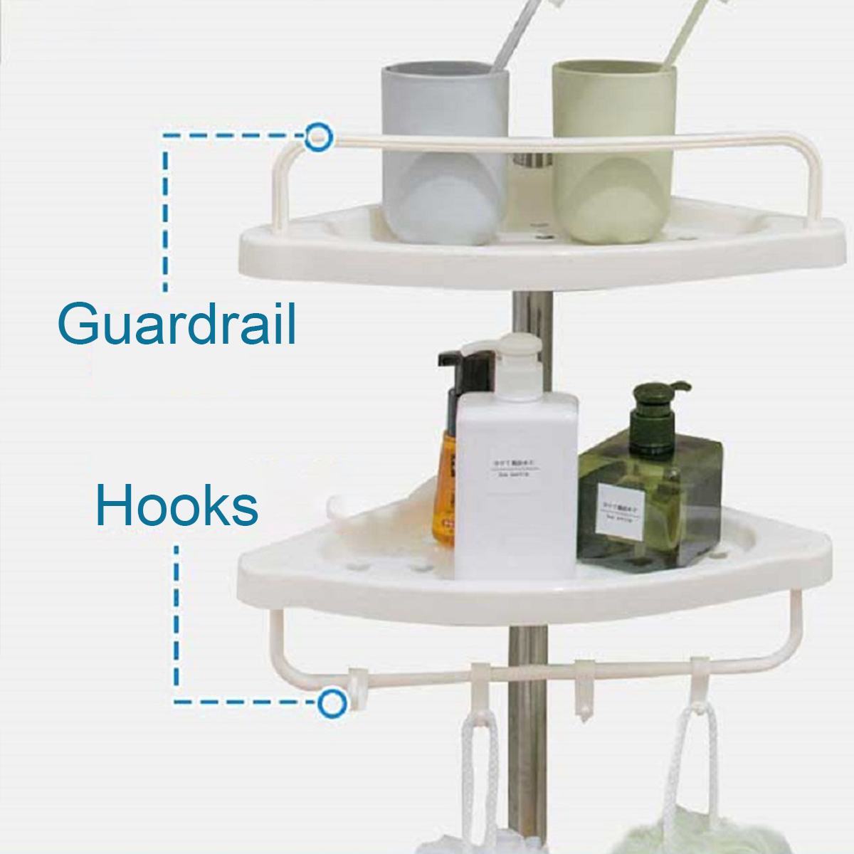 Estante para baño, esquinero de ducha de 5 niveles, estante de ducha firme, acero inoxidable escalable, baño, cocina, sin perforación