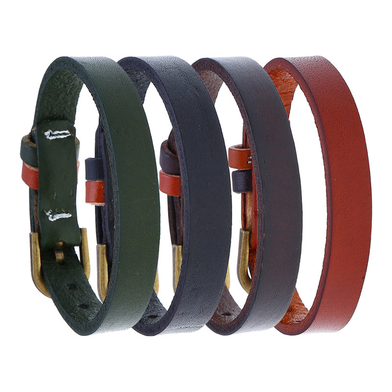 Niuyitid pulseira vintage simples para homens e mulheres, bracelete ajustável de couro, joias estilo punk para homens e mulheres