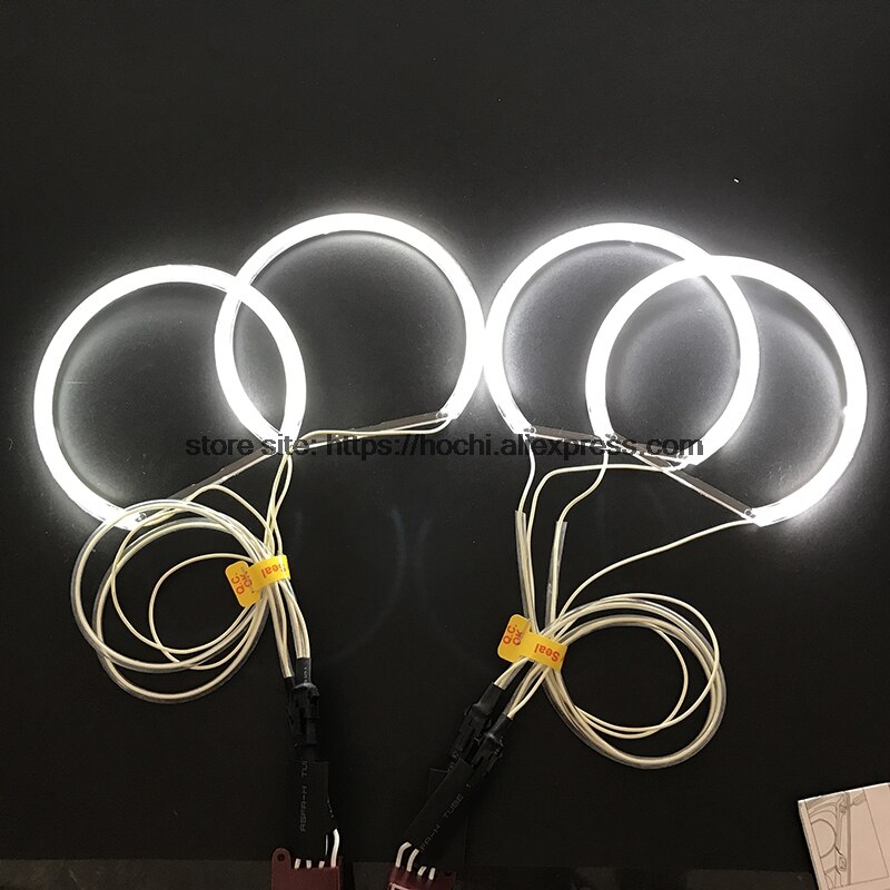 HochiTech-Kit de luces CCFL tipo ojo de ángel para BMW, set con 4 aros de luz blanca cálida de 131mm para los modelos BMW E36, E38, E39, E46 con el proyector original