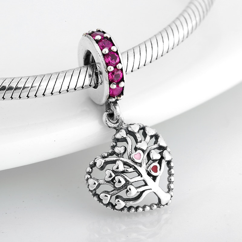 925 Sterling Silver tree of Hearts Life DIY Pendants Beads Fit Original Charm Bracelet Jewelry making