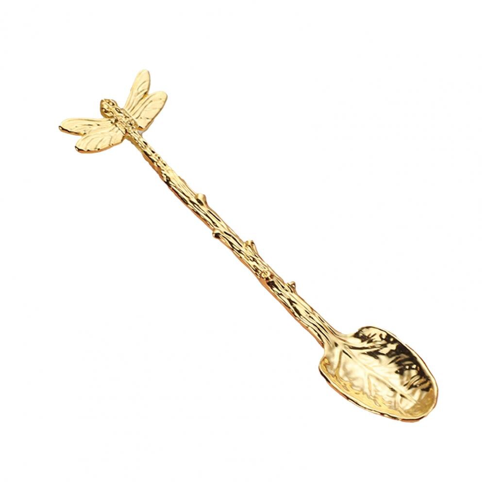 Durable Tea Spoon Portable Safe Wide Usage Mini Coffee Milk Exquisite Spoon: Golden