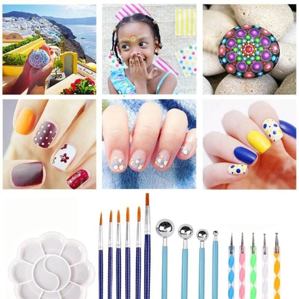 Mandala prikkeværktøjssæt keramik lerværktøj gør-det-selv-malet nail art maleværktøj 16 sæt kombinationsværktøj til udskæring
