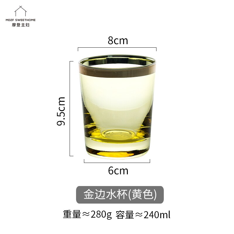 Vasos De cristal De colores pintados en oro para el hogar, vaso sencillo De whisky, nórdico, , para Cocina, Bar, comedor, EB5BL: yellow