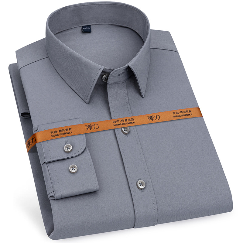 Nueva camisa resistente a las arrugas para hombre, vestido de manga larga, ajustado, sin planchar, ropa formal de negocios sociales, fácil de cuidar