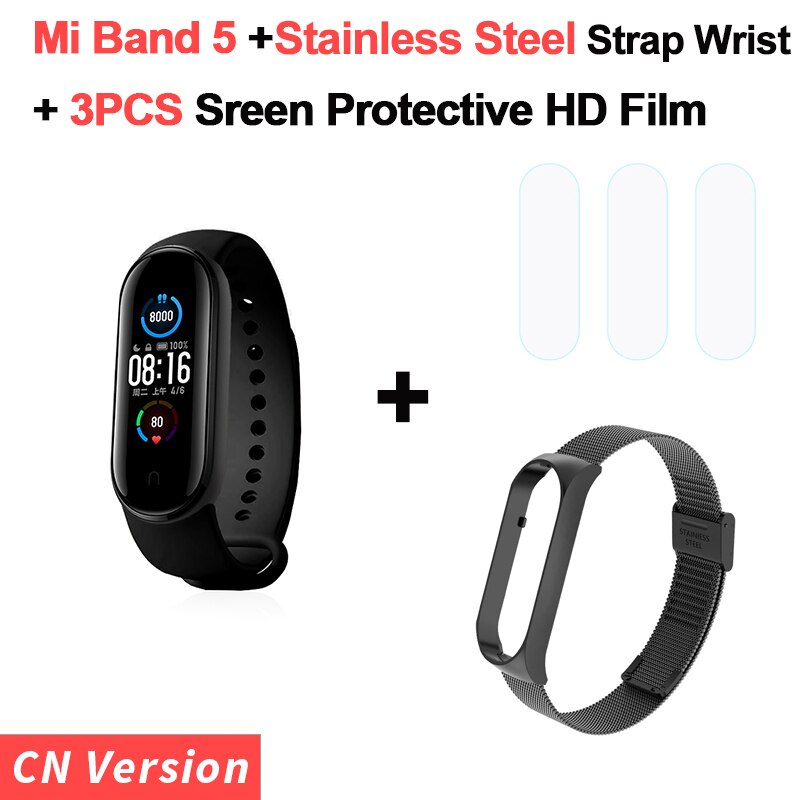 Original Xiaomi Mi Band 5 Smart Bracelet 1.1" AMOLED Colorful Screen Heart Rate Fitness Tracker Waterproof Mi Band 5 Wristbands: 3