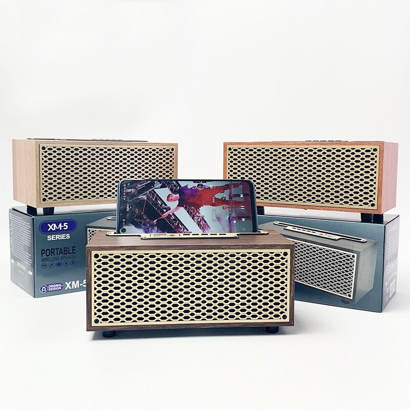 Houten Multimedia Bluetooth Speaker Telefoon Stander Klassieke Retro Stijl Draadloze Speaker XM-5H