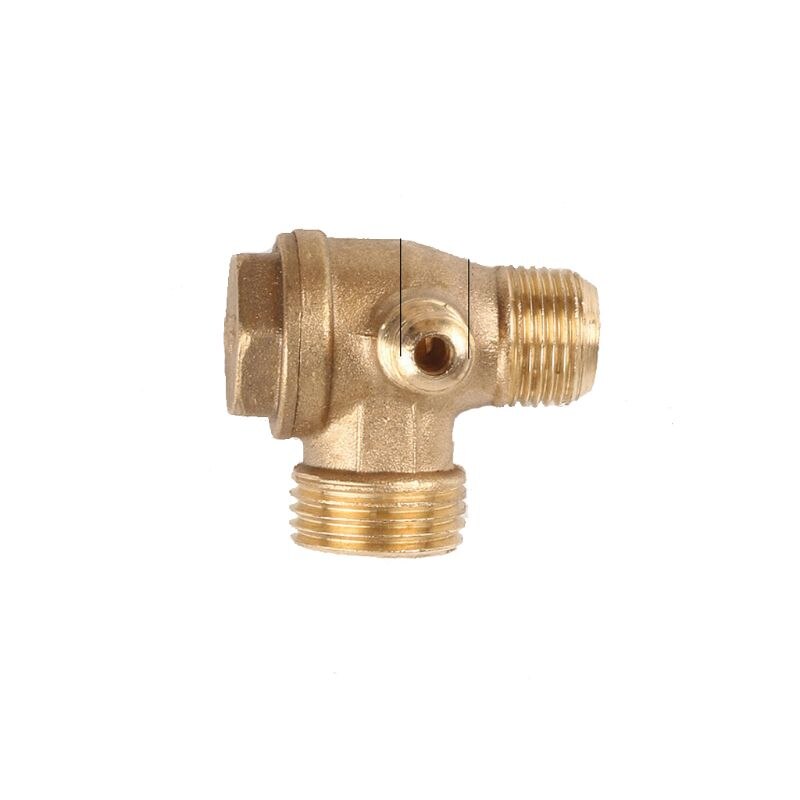 3 Port Brass Male Threaded Check Valve Connector Tool for Air Compressor Prevent