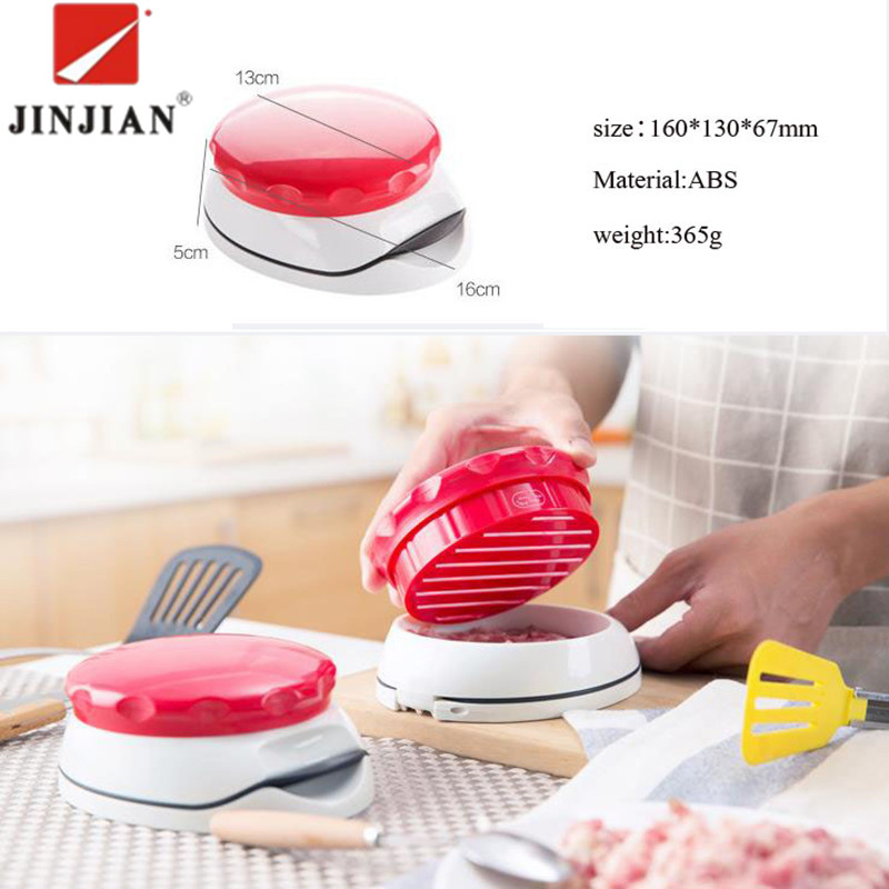 Jinjian gör-det-själv hamburgare köttpressverktyg bifftillverkare kött hamburgare form livsmedelsklassad plast hamburgerpress hamburgare