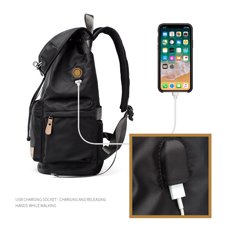 Männliche Große Kapazität Reise lässig Rucksäcke Männer Schule Taschen Jahrgang Wasserdicht Schwarz Rucksack Tasche Hochschule Daypack