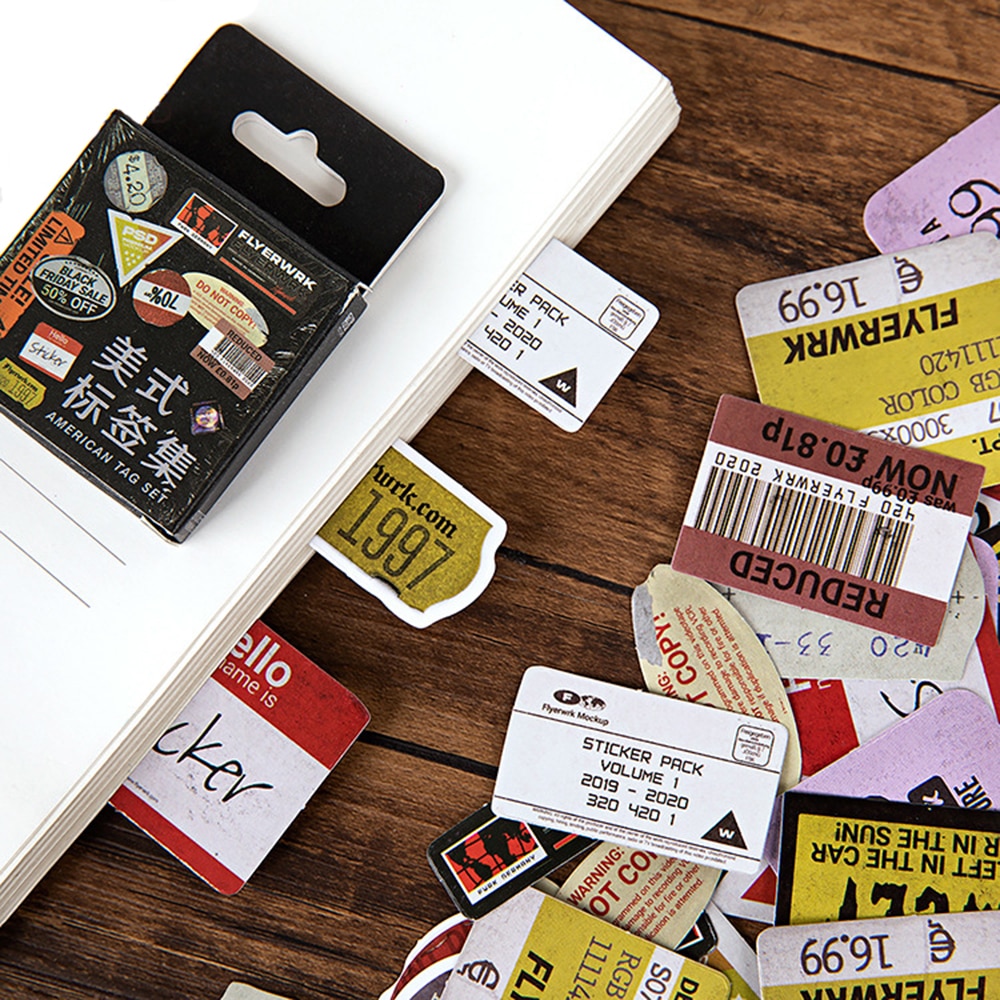 45pcs/box Retro Label Decorative Stickers Album Diary Calendar Scrapbooking Diy Decor Stick Label Stationery Sticker