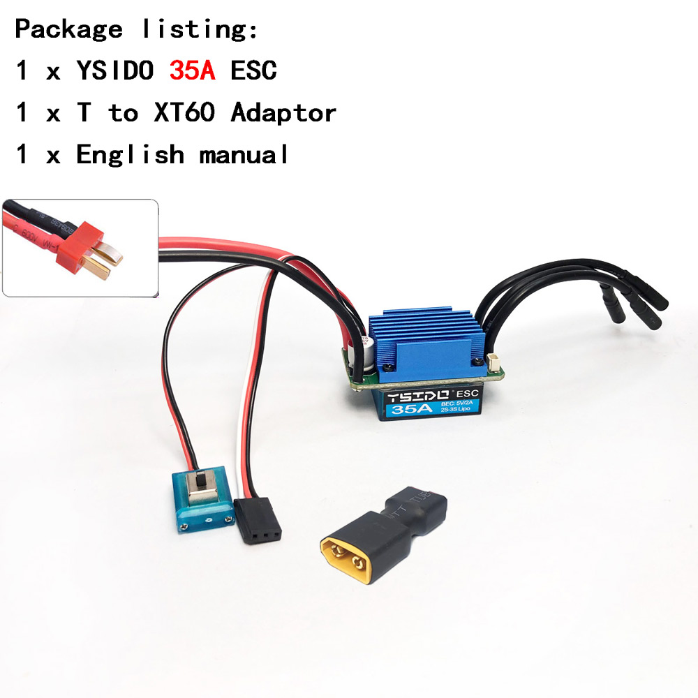 Ysido 2435 2440 2838 2847 børsteløs motor 35a 45a esc til wltoys 124016 remo Hobby xlh timaya redcat 1/12 1/14 1/16 rc båt bil