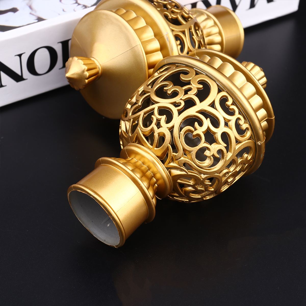 Curtain Rod End Decorative Finial Cap Pole Hollow Plug Rail Hole Fittings Bracket Caps Ends Closing Window Fitting Rods