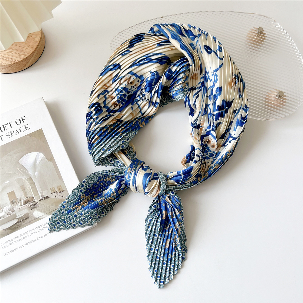 70*70Cm Vouwen Bloemenprint Vierkant Haar Sjaal Bandana 'S Haarband Hoofdband Hoofddoek Hoofddoek Tulband Omslagdoek: Light Grey