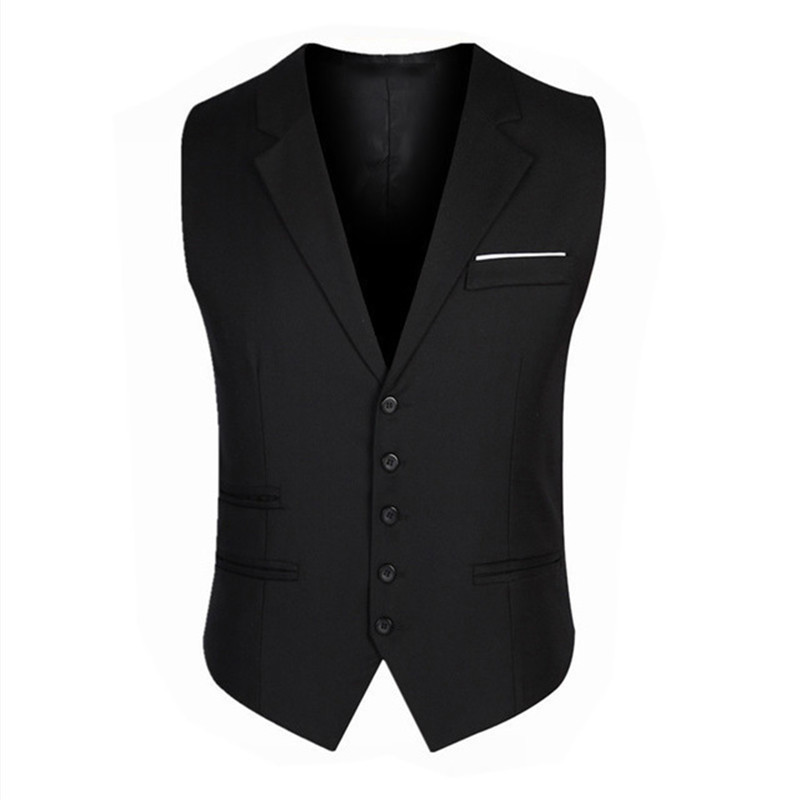 Sort klassisk patchwork rayon krave herre jakkesæt vest til mænd business tøj knap åben slank grå vest: Sort / Xl