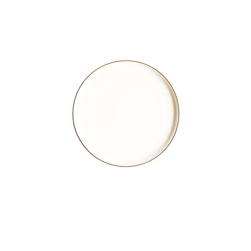 Nordic round ceramic pizza plate dinner dessert plate frame solid metal porcelain Western enamel steak tray cake dessert dish