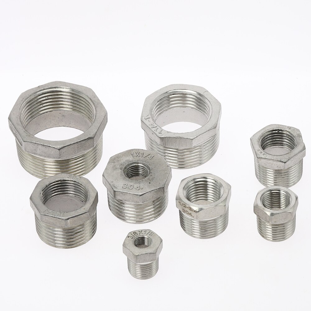 Tonisoiva sydämen vähennysholkki 1/8 &quot; 1/4 &quot; 3/8 &quot; 1/2 &quot; bsp uros/naaraskierre  ss304 ruostumattomasta teräksestä valmistettua putkiliitosta vesikaasuöljylle