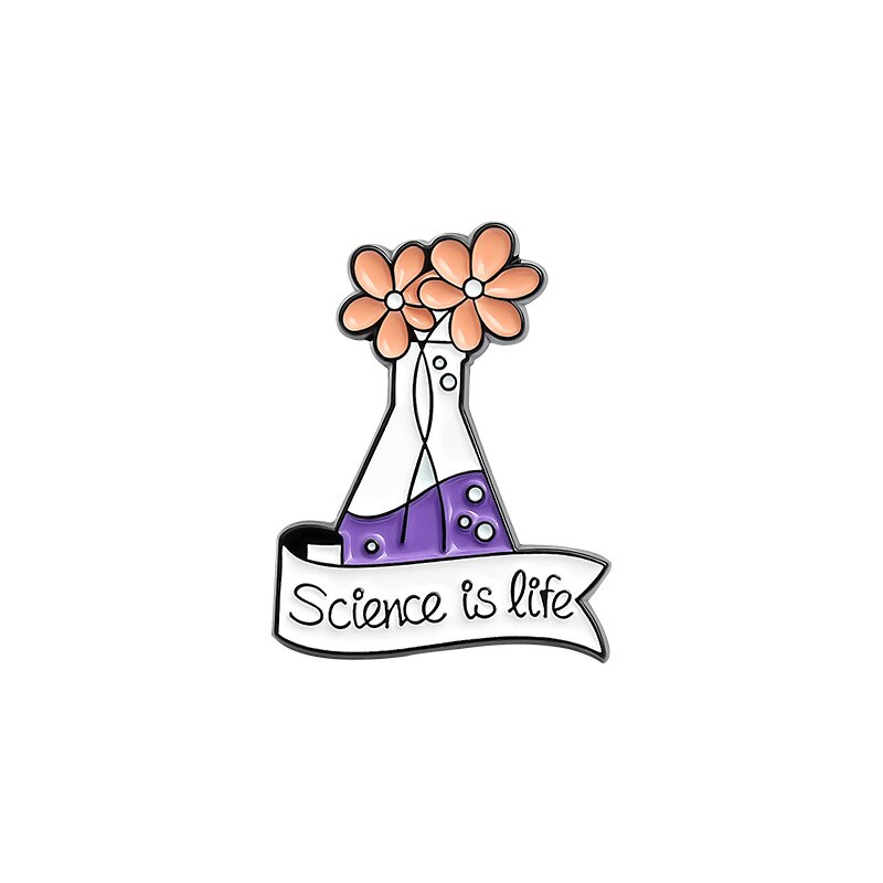 Kreativitet sjov videnskab kemi eksperiment bægerglas emalje nåle blomster bogstaver legering brocher badges tilbehør kvinder smykker: Stil -4