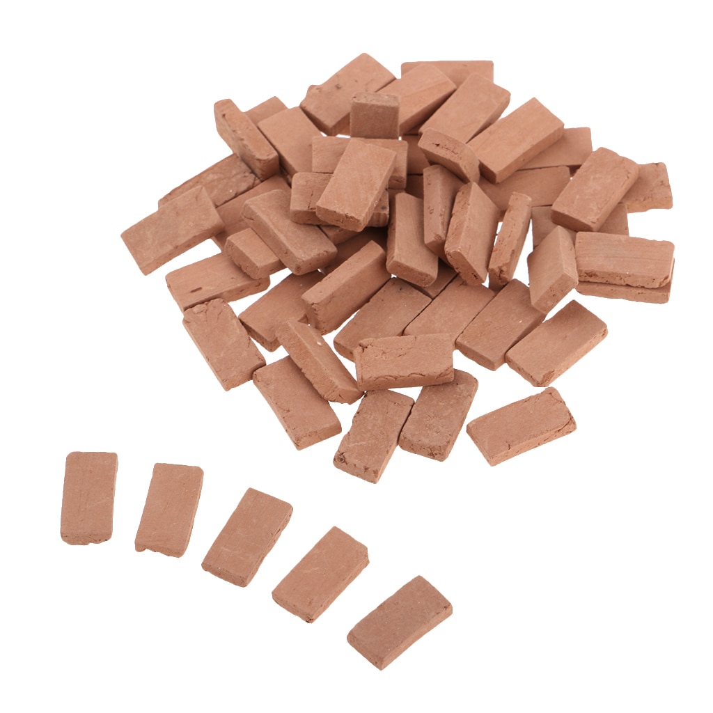 50 Pieces 1/35 Scale Simulation Miniature Porcelain Red Brick Model Toy Sand Table Building Diorama Scenery Sand Scene Scenery