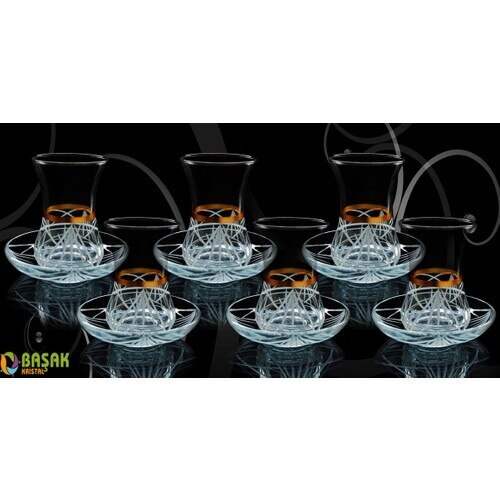 Ensemble de verre à thé turc doré brodé 12 pièces couronne service à thé turc-arabe thé présentations Orient Exp gratuit SHİPPİNG