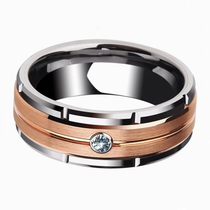 Men's Ring Charm Rose Gold Color 8mm Ring Trendy Men Jewelry For Male Valentine's Day