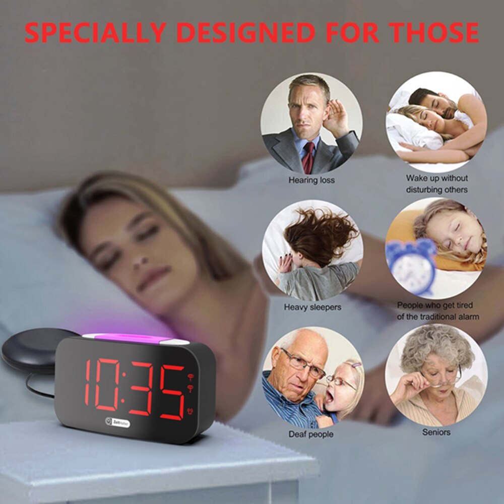 2022 laut Wecker für Schwere Schläfer, vibrierende Wecker mit Bett Shaker für Gehörlose und Schwer von Hören, Nacht Licht, Schlummern