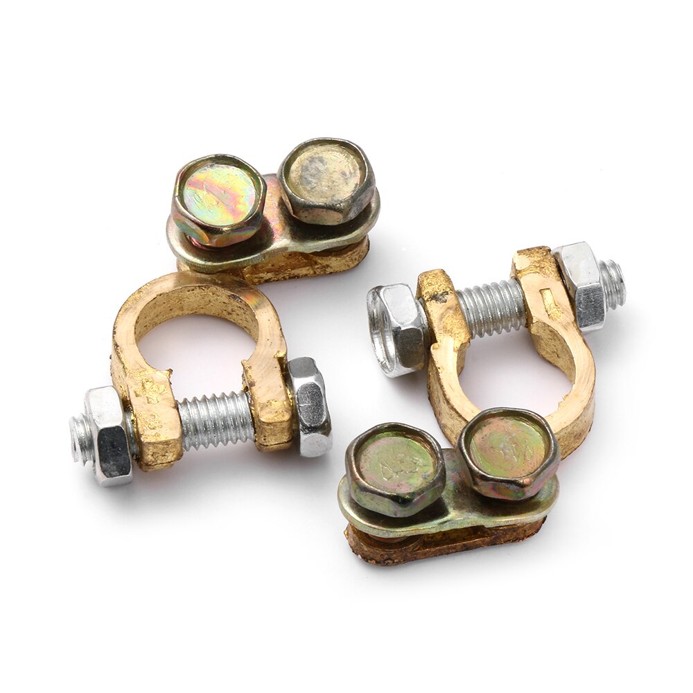 2Pcs/set Auto Car Replacement Battery Terminal Motorcycle Clamp Clips Brass Connector Adjustable Conductive Caps