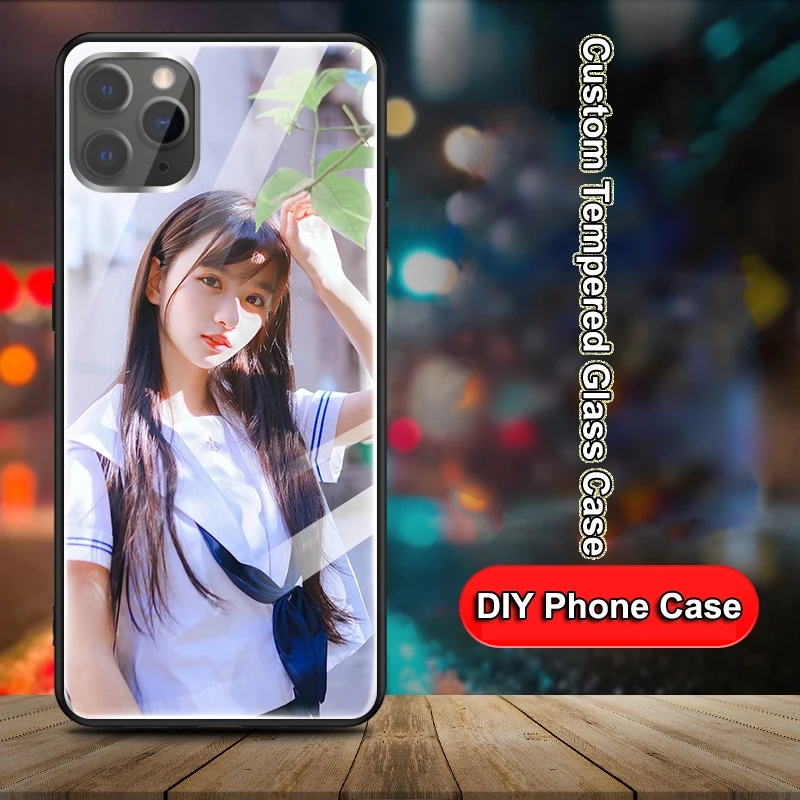Anpassat fotoskal i härdat glas för iphone 16 15 14 13 12 pro max mini  se20 max xs  xr 8 7 plus 6 -skal, unikt gör-det-själv-fodral 11 funda-utan-grafik