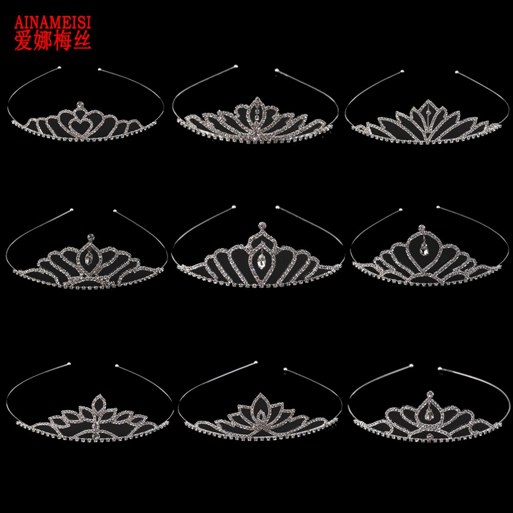 AINAMEISI Crystal Princess Crown Girls Tiaras Hair Accessories Rhinestone Bridal Headband Women Wedding Hair Jewelry