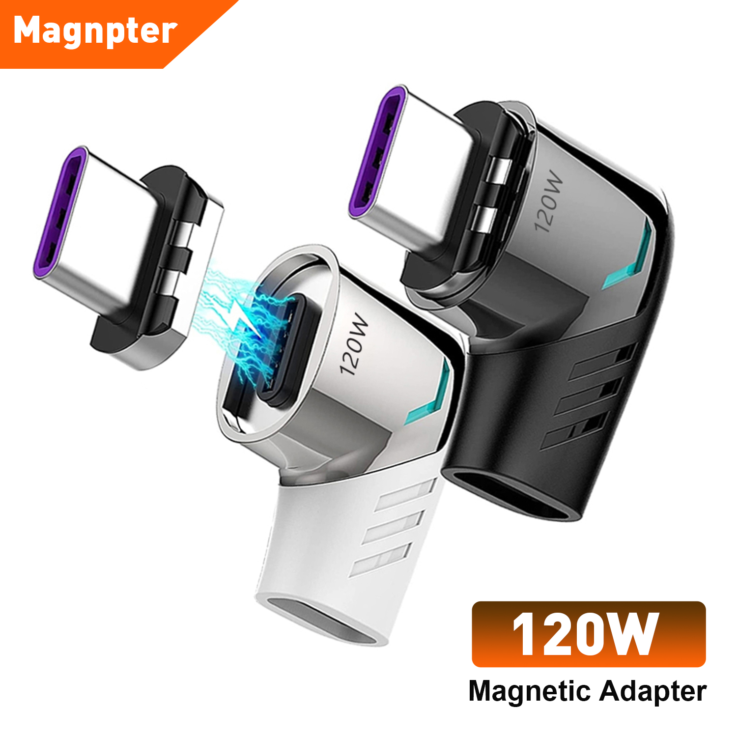 USB C To Type C Magnetic Adapter PD 120W USB Type C Magnetic Converter Magnetic Cable Right Angle USB C Connector